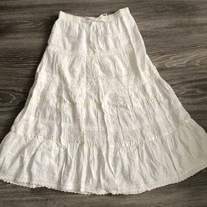 Vintage Coral Ivory Embroidered Maxi Skirt